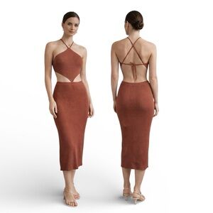 Halter Cutout Knit Maxi Dress - Backless Bodycon - My Girl Y2K Vibe - Size 8